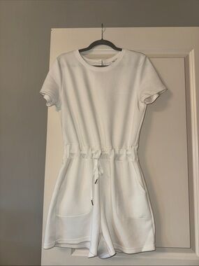 Amazon White Short-Sleeve Drawstring Romper
